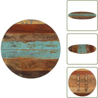 vidaXL The Living Store Piano Tavolo Rotondo 60 cm 15-16 mm in Legno di Recupero - Piano in legno