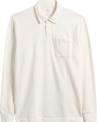 Treasure & Bond Long Sleeve Heavyweight Jersey Polo in Ivory Egret at Nordstrom, Size Xx-Large