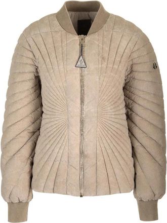 Moncler Radiance Flight Down Bomber Jacket - Dames - Gewatteerde jassen - Beige - XS - Katoen - Jassen