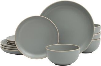 Gibson Home Rockaway 12-Piece Stoneware Dinnerware Set in Matte Grey at Nordstrom