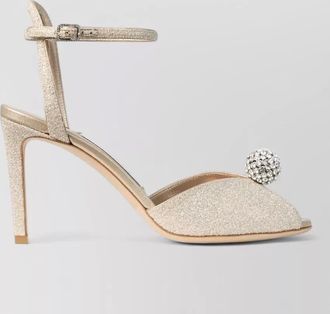 Jimmy Choo London glitter sandals with crystal sphere