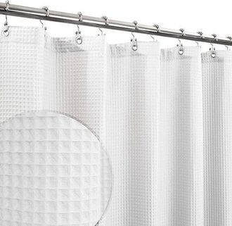 OEM Rideau De Douche - Coton M&eacute;lang&eacute; - Tissage Nid D Abeille - 183 X 183 Cm - Blanc - 1 Pi&egrave;ce