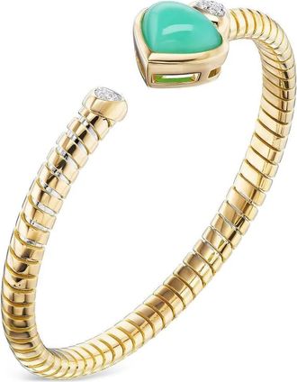 Marina B 18K yellow gold Trisolina chrysocolla and diamond bangle bracelet
