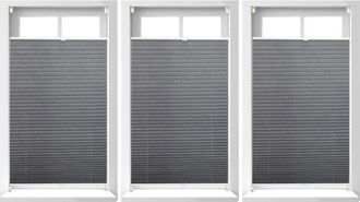 Relaxdays 3 Estores Plisados Transparentes, Pol&iacute;&eacute;ster, Gris, 80x130 Cm