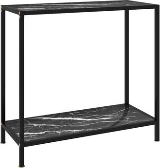 vidaXL Mesa De Consola Negro Vidrio Templado 80x35x75 Cm Vidaxl