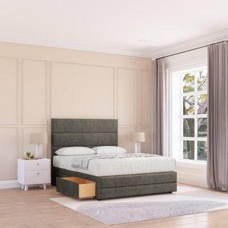 Sloomy Monaco Bed Base No Drawers 12 Footboard & 54 Floor Standing Headboard in Light Grey | Size: Single