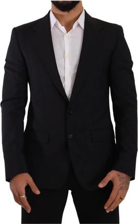 Dolce & Gabbana Zwarte Slim Fit 2 Knopen Martini Blazer - Heren - Business blazers - Zwart - M - Wol - Kostuums