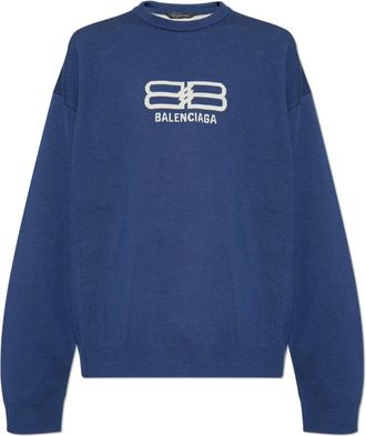 Balenciaga Truien & Vesten, Heren, Blauw, L, Wol, Trui met ronde hals