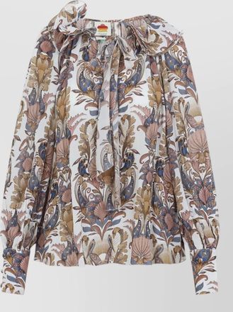 Farm Rio printed boat neck long sleeve blouse