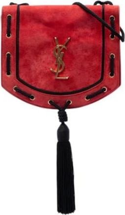 Saint Laurent Pre-owned Suede Tassel Crossbody - Dames - Vintage Schoudertas - Rood - ONE Size - Leer - Vintage