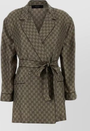 Gucci longline top belted waist notched lapels