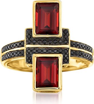 Ross-Simons Burgundy Garnet and. Black Spinel Ring in 18kt Gold Over Sterling
