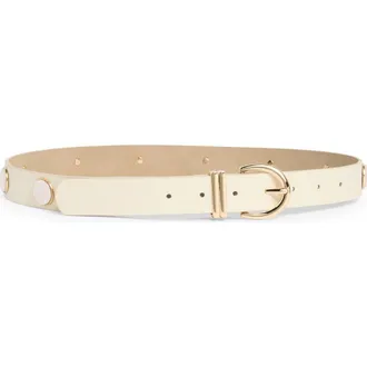 Steve Madden Dome Stud Faux Leather Belt in Off White at Nordstrom Rack, Size X-Large