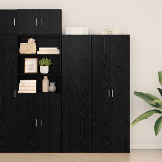 Berkfield Home Highboard Black Oak 45x42.5x185 cm Engineered Wood