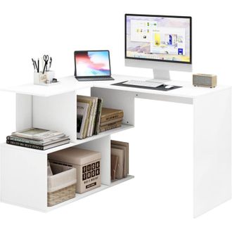 Woltu Scrivania con 3 Cassetti per Ufficio Studio Tavolo da Lavoro Porta pc in Legno Bianco 120x60x75 cm - Woltu