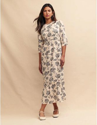 Nobody's Child Womens Rachel Crew Neck Midi Dress - Cream - Size: 10
