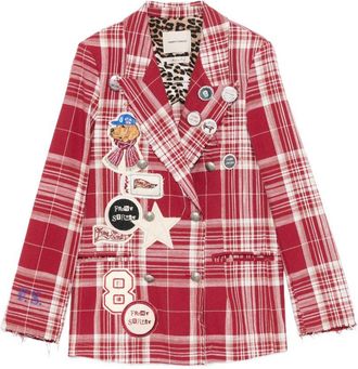 Front Street 8 Womens Checked Double-Breasted Jacket