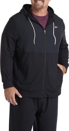 Reebok Big & Tall 365 Mixed Media Performance Hoodie in Black Solid at Nordstrom, Size 2X Big