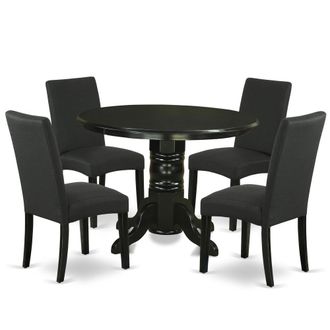 East West Furniture Dining Room Set Black, SHDR5-BLK-24