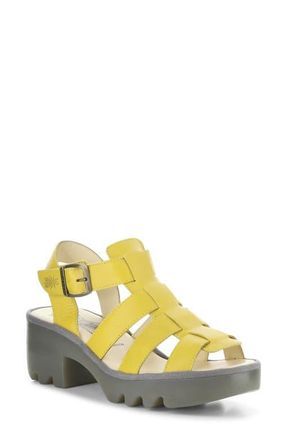 FLY London Terf Lug Sole Sandal in Yellow at Nordstrom, Size 10-10.5Us