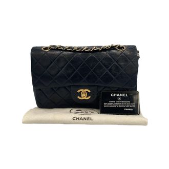 Chanel Chanel Classic Double Flap Small Marineblauw Lamsleer Goud