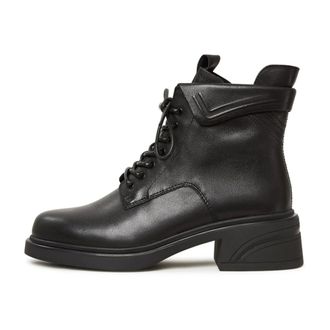 Cesare Gaspari Schoenen, Dames, Zwart, 41 EU, Leer, Enkellaarsjes met blokhak