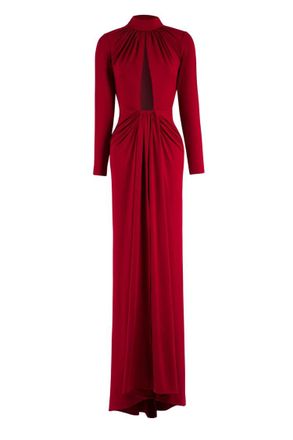 Saiid Kobeisy Jersey Pleated Long Dress