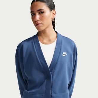Nike Womens Nike Sportswear Club Fleece Loose Cardigan in Blue | IF5455-461