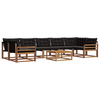 vidaXL Conjunto De Sof&aacute;s De Exterior Con Coj&iacute;n 8 Pcs Natural Y Negro Vidaxl