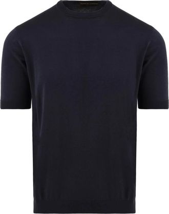 FILIPPO DE LAURENTIIS Silk Crew Neck Sweater - Heren - Ronde hals truien - Blauw - XL - Truien & Vesten