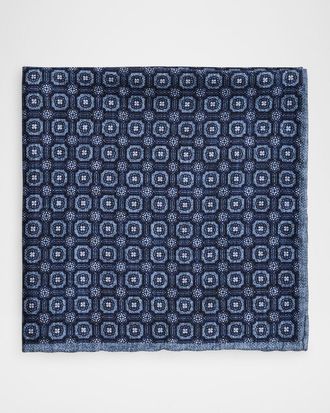 Brunello Cucinelli Mens Silk Geometric Pocket Square