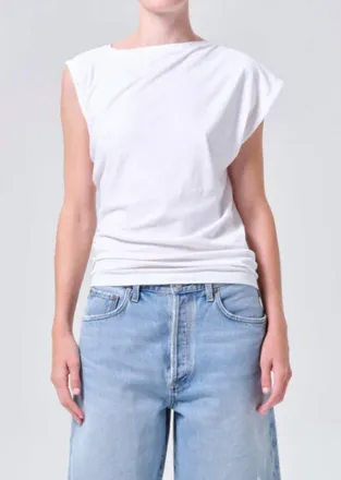 A Gold E Beth Cap Sleeve Tee In White