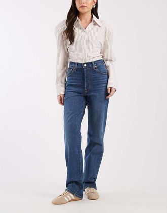 Levi's Ribcage Bells - Jeans a zampa blu scuro a vita alta