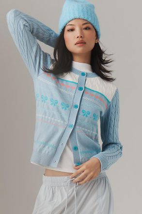 Beach Riot Ally Bow Crewneck Cardigan Sweater