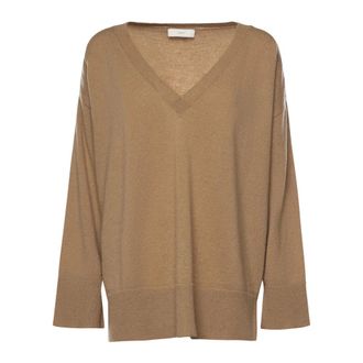 Akep V-neck Knitwear, female, Brown, Size: XS V-neck Knitwear