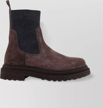 Brunello Cucinelli chunky sole suede ankle boots with monili detail
