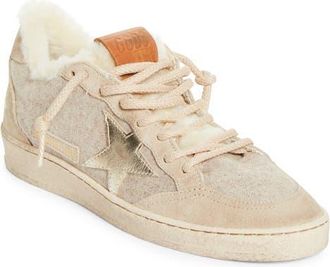 Golden Goose Ball Star Wool Wool & Faux Shearling Sneaker in Beige at Nordstrom, Size 10Us