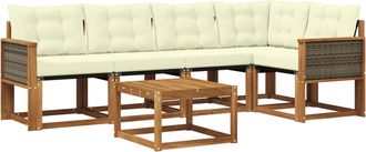 vidaXL Conjunto De Sof&aacute;s De Exterior 6 Uds. Natural Y Crema Vidaxl