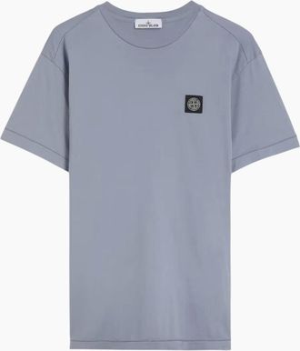 Stone Island Mens Stone Island Compass Patch Logo Neutral Light Dark Blue T-shirt - Size: 38