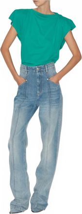 Isabel Marant Womens Sebani Cotton Top In Emerald