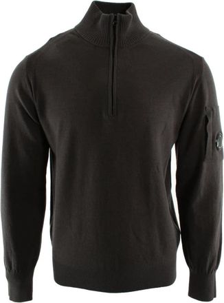 C.P. Company Sweater met halve rits - Heren - Coltruien - Grijs - S - Katoen - Truien & Vesten
