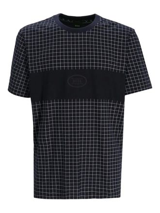 BOSS grid-pattern panelled T-shirt - Black