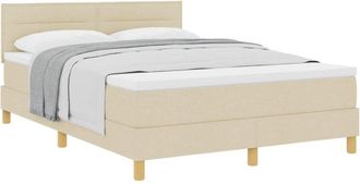 vidaXL Box Spring Bed with Cushion Manual Cream 160 x 200 cm Fabric vidaXL