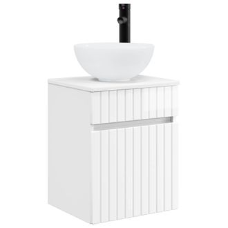 vidaXL Vanidad De Lavabo Montada En La Pared Blanco Brillante Vidaxl