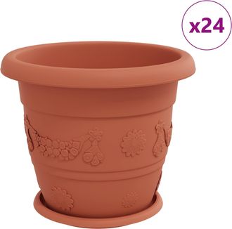 vidaXL Macetas 24 Uds. Rojo Ladrillo &Oslash; 34 X 28 Cm Pl&aacute;stico Vidaxl