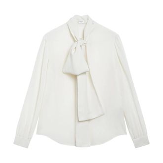 Saint Laurent Lavalli&egrave;re-blouse - Dames - Blouses & Shirts - Wit - Maat: XS Zijde