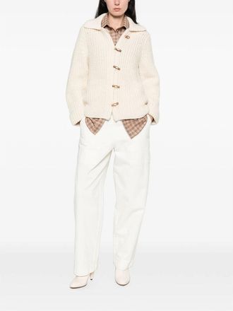 Isabel Marant Ribbed Knit Toggle Cardigan - Beige