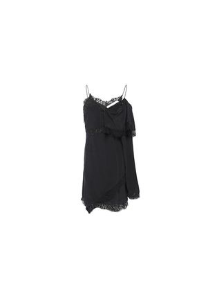 Iro Black silk & lace one shoulder dress Size XS