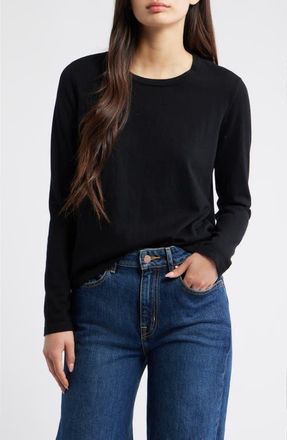 Rails Cotton & Cashmere Long Sleeve Knit Top in Black at Nordstrom, Size X-Small