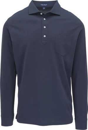 Peter Millar Polo a maniche lunghe con tasca - Blu